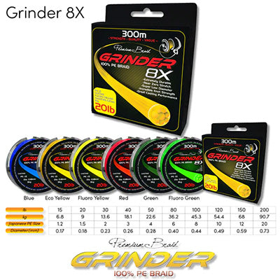 Grinder 8x Braid PE 3 300m 40lb Yellow