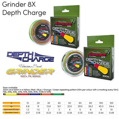 Grinder 8x Braid Depth Charge PE 5 300m 65lb Multi