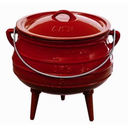 LK'S Enamel 3 Legged Pot RED Size 3